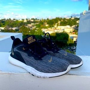 Nike Flex TR9 black and gold women's running sneakers